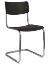 S 43 Classic Cantilever Chair, Chrome-plated frame, Lacquered beech, Deep black (RAL 9005), Without seat pad, No glides