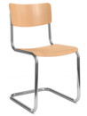 S 43 Classic Cantilever Chair, Chrome-plated frame, Stained beech, Natural beech, Without seat pad, No glides