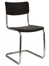 S 43 Classic Cantilever Chair, Chrome-plated frame, Stained beech, Black (TP 29), Seat pad with upholstery black, Black plastic glides with felt