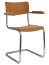 S 43 F Classic, Chrome-plated frame, Stained beech, Cherry tree, Without seat pad, No glides