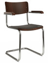 S 43 F Classic, Chrome-plated frame, Stained beech, Walnut (TP 24), Seat pad with upholstery black, No glides
