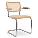 S 64 / S 64 N Cantilever Chair, Cane-work (with supporting mesh underneath seat), Natural beech, No glides