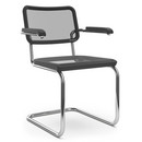 S 64 / S 64 N Cantilever Chair, Stretched synthetic netting, Black stained beech, No glides