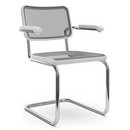 S 64 / S 64 N Cantilever Chair, Stretched synthetic netting, White varnished beech, Black plastic glides with felt