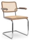 S 32 V / S 64 V Pure Materials Cantilever Chair, Lacquered walnut, Chrome-plated, With armrests, Black plastic glides with felt
