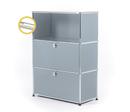 USM Haller E Highboard M with Compartment Lighting, USM matte silver, Cool white