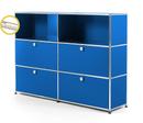 USM Haller E Highboard L with Compartment Lighting, Gentian blue RAL 5010, Warm white