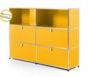 USM Haller E Highboard L with Compartment Lighting, Golden yellow RAL 1004, Cool white