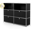 USM Haller E Highboard L with Compartment Lighting, Graphite black RAL 9011, Warm white