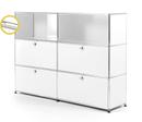 USM Haller E Highboard L with Compartment Lighting, Pure white RAL 9010, Cool white