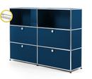 USM Haller E Highboard L with Compartment Lighting, Steel blue RAL 5011, Cool white