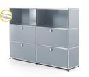 USM Haller E Highboard L with Compartment Lighting, USM matte silver, Cool white