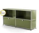 USM Haller E Sideboard L with Compartment Lighting, Olive green RAL 6003, Cool white