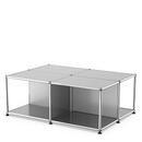 USM Haller coffee table with storage shelves, USM matte silver