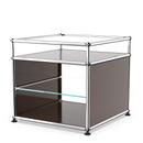 USM Haller side table with extension and glass divider shelf , USM brown