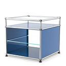 USM Haller side table with extension and glass divider shelf , Gentian blue RAL 5010