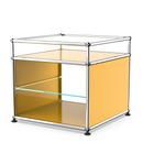 USM Haller side table with extension and glass divider shelf , Golden yellow RAL 1004