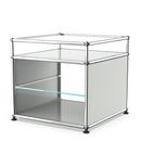 USM Haller side table with extension and glass divider shelf , Light grey RAL 7035