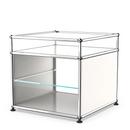 USM Haller side table with extension and glass divider shelf , Pure white RAL 9010