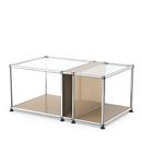 USM Haller side table with glass top and magazine compartment, USM beige