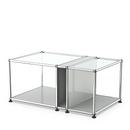 USM Haller side table with glass top and magazine compartment, Light grey RAL 7035