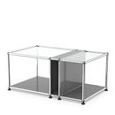 USM Haller side table with glass top and magazine compartment, Mid grey RAL 7005