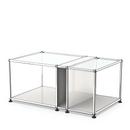 USM Haller side table with glass top and magazine compartment, Pure white RAL 9010