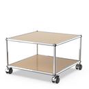 USM Haller side table with castors, USM beige, Hard castors for carpets