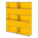 USM Haller Storage Unit L, Customisable, Golden yellow RAL 1004, With 2 drop-down doors, Open, With 2 drop-down doors, Open