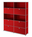 USM Haller Storage Unit L, Customisable, USM ruby red, With 2 drop-down doors, Open, With 2 drop-down doors, With 2 extension doors