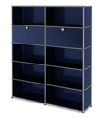 USM Haller Storage Unit L, Customisable, Steel blue RAL 5011, With 2 drop-down doors, Open, Open, Open