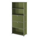 USM Haller Storage Unit M,  Edition Olive Green, Customisable, Open, With drop-down door, With drop-down door, Open