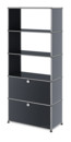 USM Haller Storage Unit with 2 Doors, without upper Rear Panels, Anthracite RAL 7016