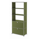 USM Haller Storage Unit with 2 Doors, without upper Rear Panels, Olive green RAL 6003