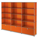 USM Haller Storage Unit XL, Customisable, Pure orange RAL 2004, Open, Open, Open, With 3 extension doors