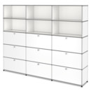 USM Haller Storage Unit XL, Customisable, Pure white RAL 9010, Open, With 3 drop-down doors, With 3 drop-down doors, With 3 extension doors