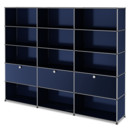 USM Haller Storage Unit XL, Customisable, Steel blue RAL 5011, Open, Open, With 3 drop-down doors, Open