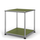 USM Haller Side Table 35, Both panels metal, Olive green RAL 6003