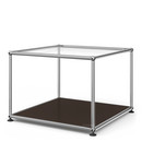 USM Haller Side Table 50, Upper panel glass, lower panel metal, USM brown