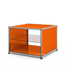 USM Haller Side Table with Side Panels, 50 cm, with interior glass panel, Pure orange RAL 2004