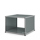 USM Haller Side Table with Side Panels, 50 cm, without interior glass panel, Mid grey RAL 7005