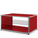 USM Haller Side Table with Side Panels, 75 cm, with interior glass panel, USM ruby red