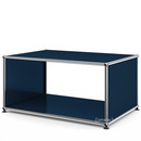 USM Haller Side Table with Side Panels, 75 cm, without interior glass panel, Steel blue RAL 5011