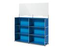 USM Haller Counter L with Security Screen, Gentian blue RAL 5010