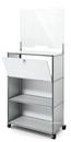 USM Haller Counter M with Security Screen and Hatch, USM matte silver, With castors