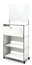 USM Haller Counter M with Security Screen and Hatch, Pure white RAL 9010, With castors