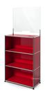 USM Haller Counter M with Security Screen, USM ruby red, With feet