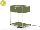 USM Haller Bedside Table with Dimmable Light, Olive green RAL 6003