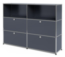 USM Haller Highboard L, Customisable, Anthracite RAL 7016, Open, With 2 drop-down doors, With 2 drop-down doors