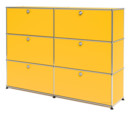 USM Haller Highboard L, Customisable, Golden yellow RAL 1004, With 2 drop-down doors, With 2 drop-down doors, With 2 drop-down doors
